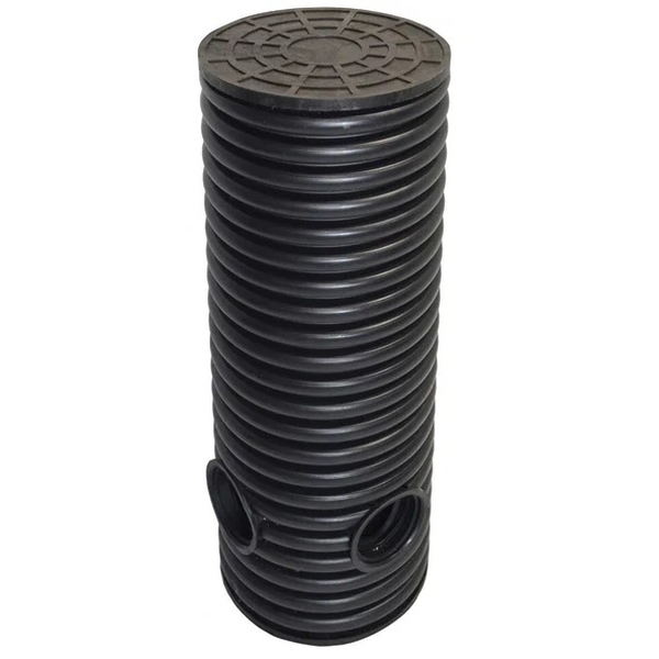 Колодец дренажный смотровой в сборе Агросток 315/271х1000 мм с тремя манжетами 110 мм, дном и люком 58998